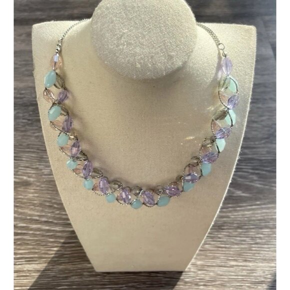 Vintage Marks & Spencer glass & Crystal Twisted Necklace M&S Necklace Sz 20” - Picture 6 of 16